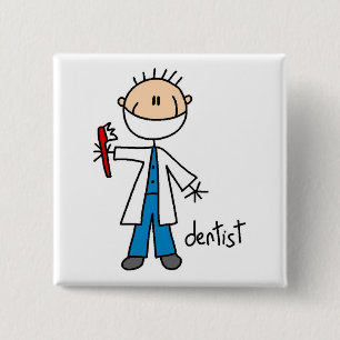 Chapa Cuadrada Dibujo de dentista con palitos