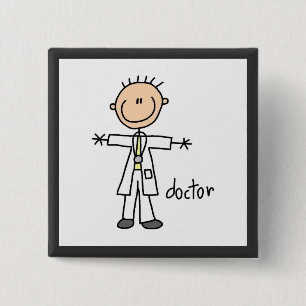 Chapa Cuadrada Dibujo de médico en palitos