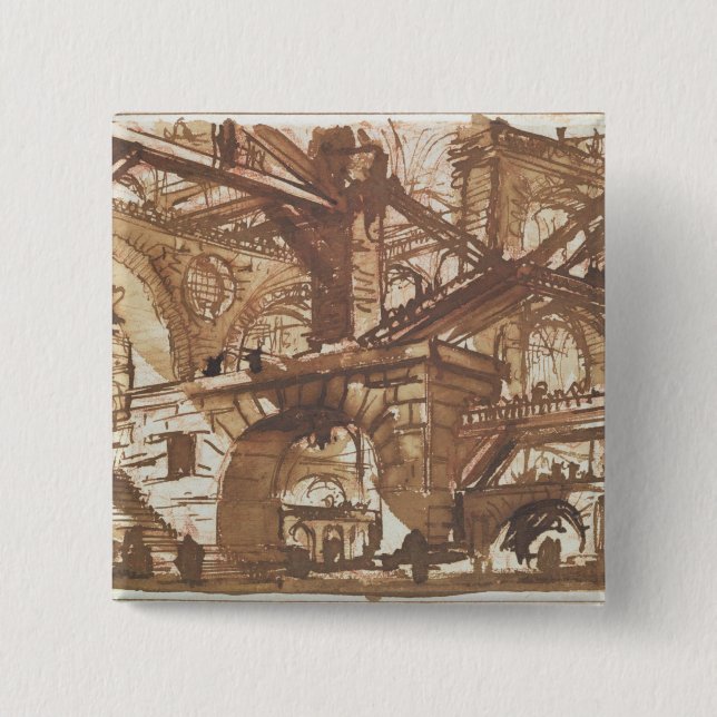 Chapa Cuadrada Dibujo de una prisión imaginaria (Anverso)