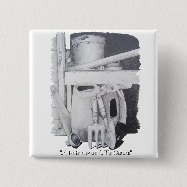 Chapa Cuadrada Dibujo de vida de las herramientas de jardín para  (Anverso)