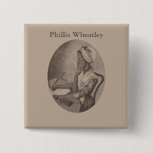 Chapa Cuadrada Dibujo vintage del poeta Phillis Wheatley