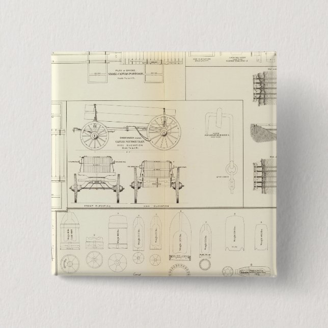 Chapa Cuadrada Dibujos de barcos, puentes, vagones, proyectiles (Anverso)