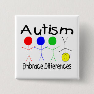 Chapa Cuadrada Diferencias del abrazo del autismo (gente)