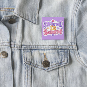 Chapa Cuadrada Diferente Es Hermoso Niños Kawaii Pastel Lindos