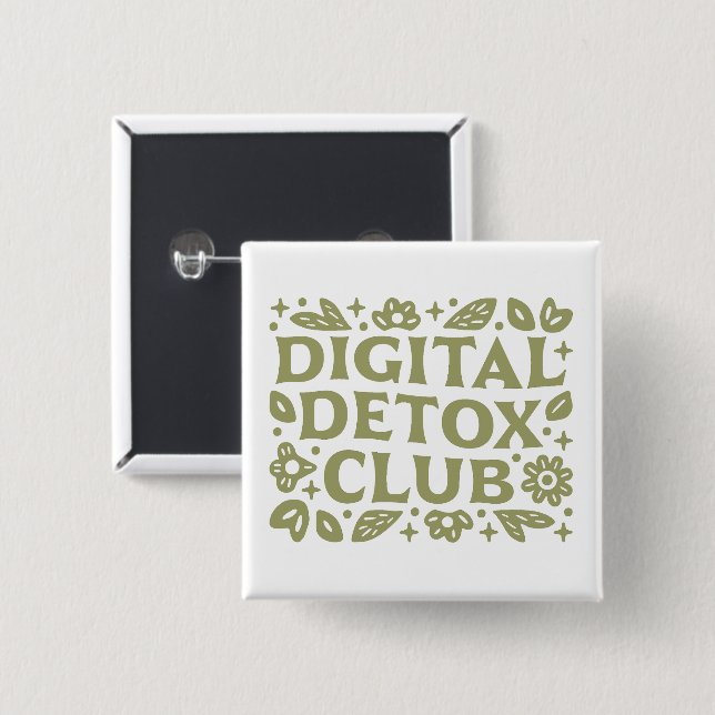 Chapa Cuadrada Digital detox club wellness girl aesthetic (Anverso y reverso)
