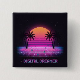 Chapa Cuadrada Digital Dreamer Retro Lapel Button