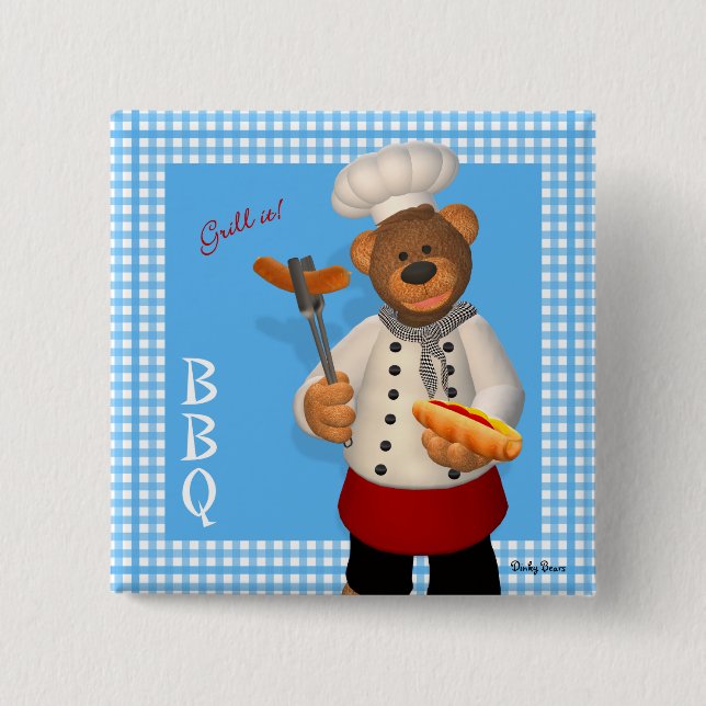 Chapa Cuadrada Dinky Bears BBQ Chef (Anverso)