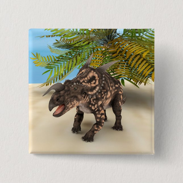 Chapa Cuadrada Dinosaurio Einiosaurus (Anverso)