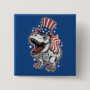Chapa Cuadrada Dinosaurio Patriótico Americano