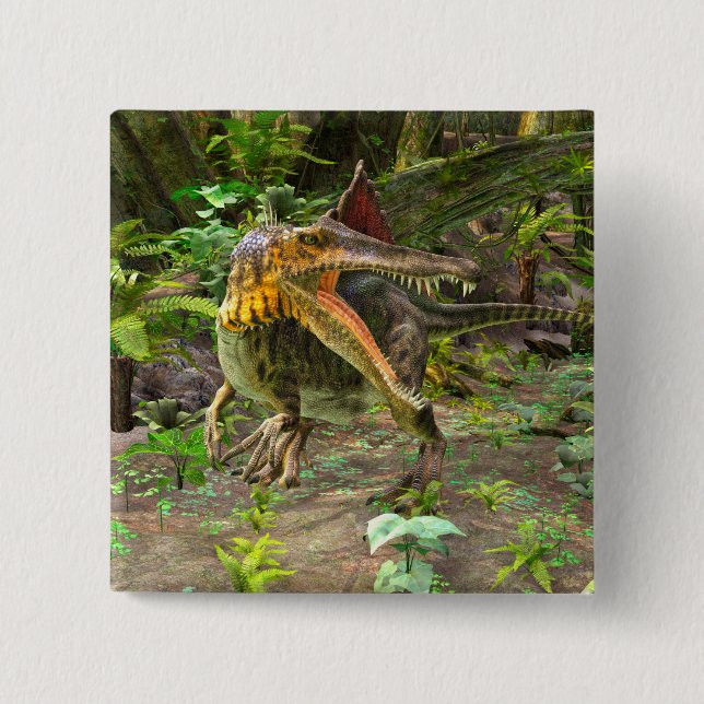 Chapa Cuadrada Dinosaurio Spinosaurus (Anverso)