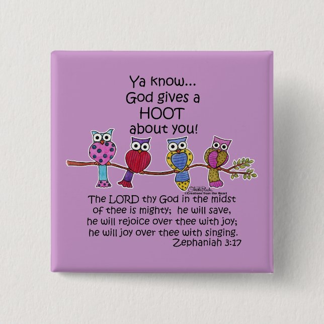 Chapa Cuadrada Dios le da a las lechuzas un zoquete (Anverso)