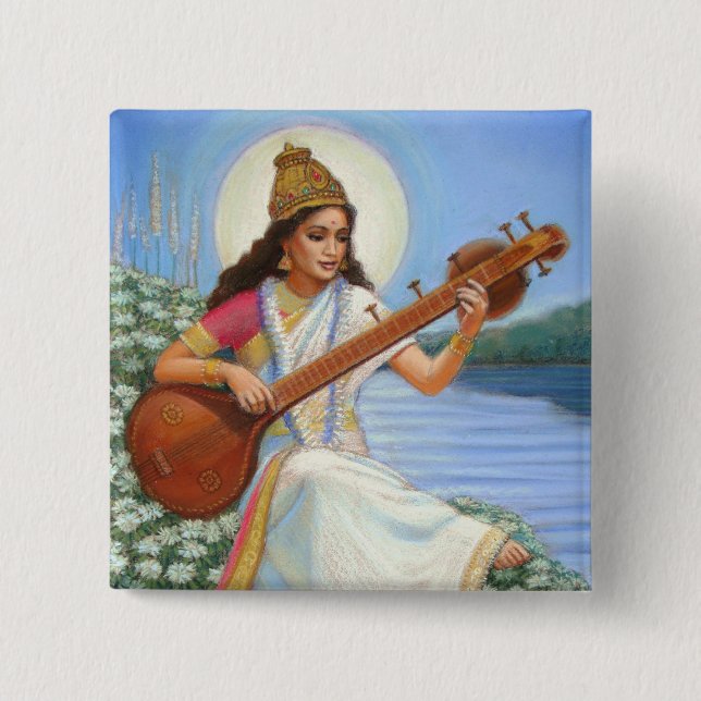 Chapa Cuadrada Diosa Sarasvati (Anverso)