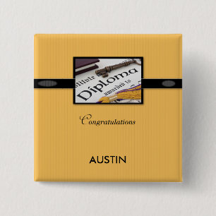 Chapa Cuadrada Diploma de graduación, negro, oro, regalo cuadrado