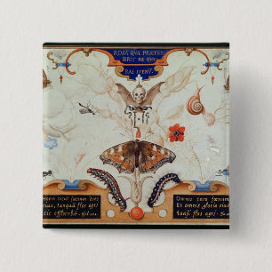 Chapa Cuadrada Díptica con las flores y los insectos, 1591