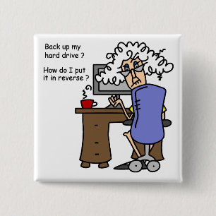 Chapa Cuadrada Disco duro de vuelta cómico