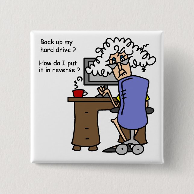 Chapa Cuadrada Disco duro de vuelta cómico (Anverso)