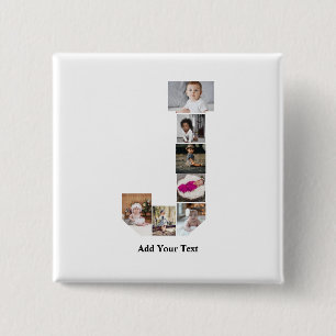 Chapa Cuadrada Diseñar su propia letra Collage de fotos J