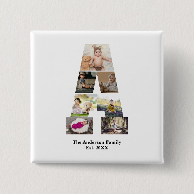 Chapa Cuadrada Diseñar su propia letra un Collage de fotos (Anverso)