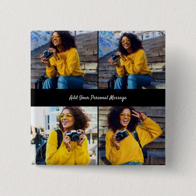 Chapa Cuadrada Diseñar su propio Collage de fotos 4 (Anverso)