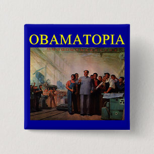 Chapa Cuadrada Diseño anti de OBAMATOPIA obama