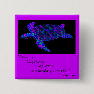 Chapa Cuadrada Diseño caleidoscópico Button.1 de la tortuga