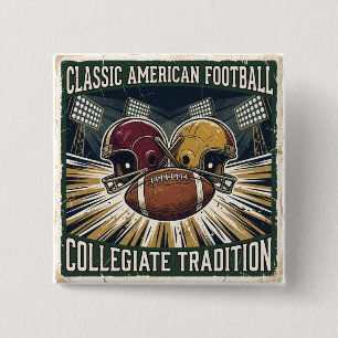 Chapa Cuadrada Diseño Clásico de Fútbol Americano Vintage