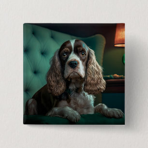 Chapa Cuadrada Diseño Clásico de Retrato de Cocker Spaniel Elegan