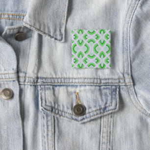 Chapa Cuadrada Diseño de arcoíris retro elegante en verde y menta