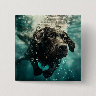 Chapa Cuadrada Diseño de cachorro labrador nadando bajo el agua