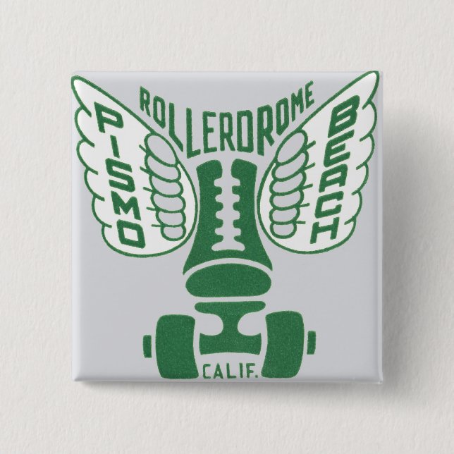 Chapa Cuadrada Diseño de California Rollerskate de la playa de (Anverso)