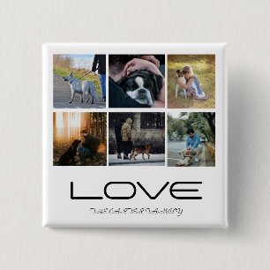 Chapa Cuadrada Diseño de Collage de Retrato de Familia Perro Amor