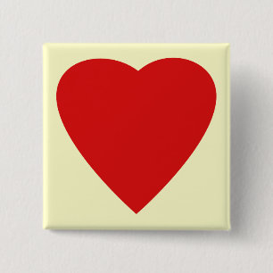 Chapa Cuadrada Diseño de corazón de amor rojo y crema.