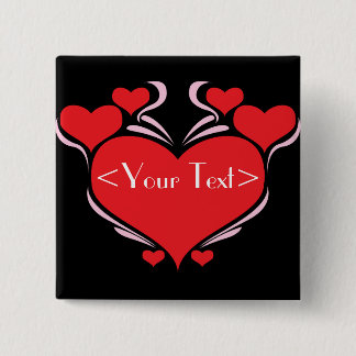 Chapa Cuadrada Diseño de Corazones Personalizables, <Your Text>