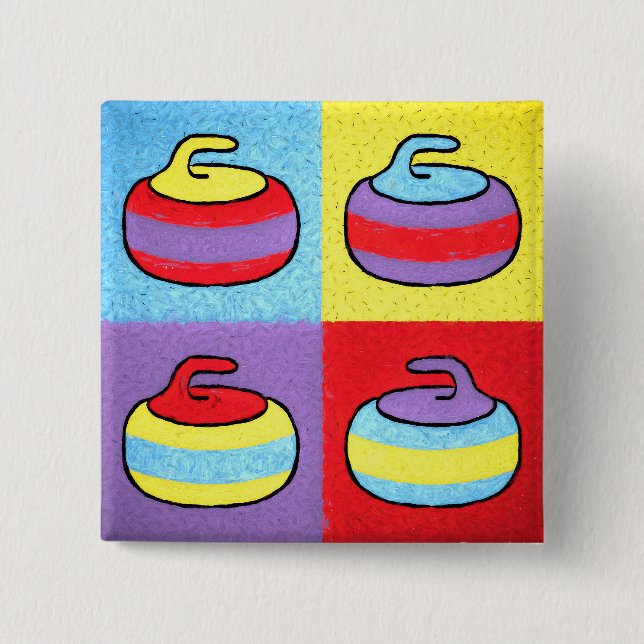 Chapa Cuadrada Diseño de Curling Pop Art Rocks (Anverso)