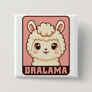 Chapa Cuadrada Diseño de ilustración de llama adorable