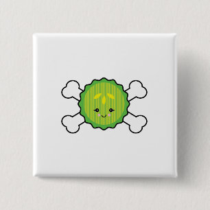Chapa Cuadrada diseño de kawaii rodaja de pepino y huesos cruzado