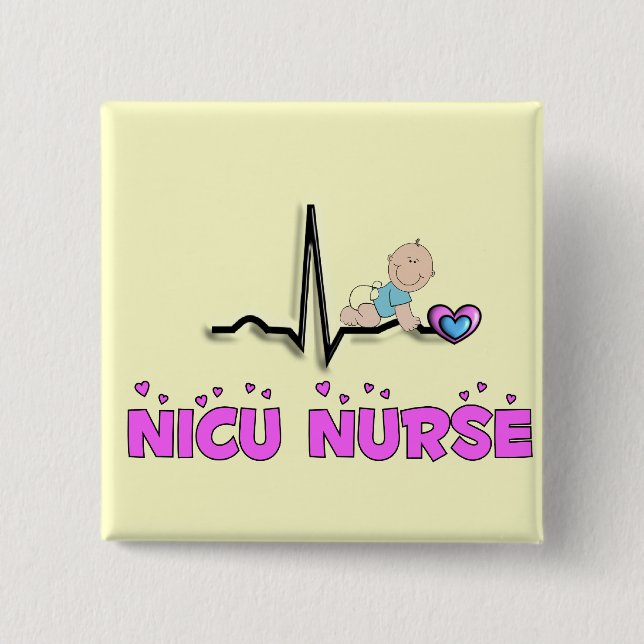 Chapa Cuadrada Diseño de la enfermera QRS de NICU (Anverso)