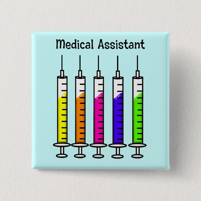 Chapa Cuadrada Diseño de la jeringuilla de los botones del (Anverso)