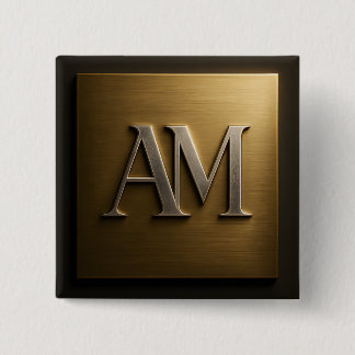 Chapa Cuadrada Diseño de metal dorado bruñido AM Monogram