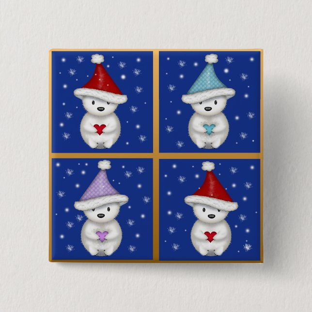 Chapa Cuadrada Diseño de Osos Polares Cubiertos (Anverso)