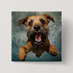 Chapa Cuadrada Diseño de perro juguetón nadando bajo el agua