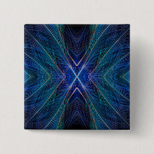 Chapa Cuadrada Diseño de Pluma Fractal Azul