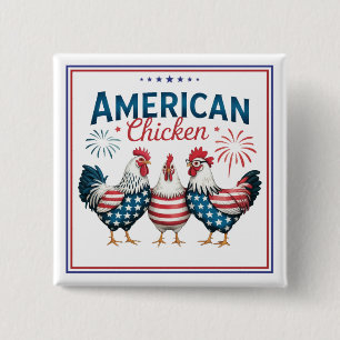 Chapa Cuadrada Diseño de pollo americano patriótico del 4 de juli