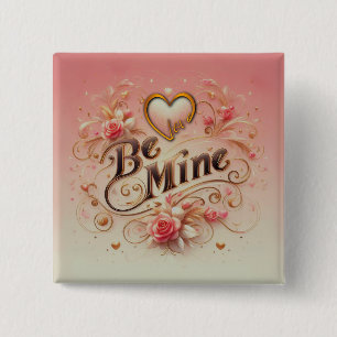 Chapa Cuadrada Diseño de San Valentín Sé Mía con Corazón, Cita