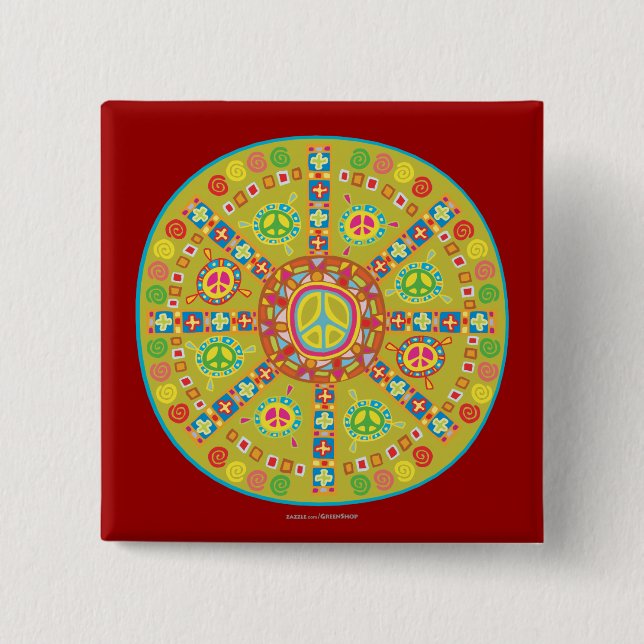 Chapa Cuadrada Diseño de Símbolos de Paz (Anverso)
