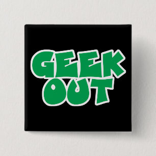 Chapa Cuadrada Diseño de texto Green Geek Out