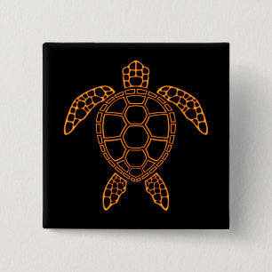 Chapa Cuadrada Diseño de Tortuga Marina de Lava Neon