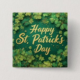 Chapa Cuadrada Diseño de trébol del día feliz de San Patricio