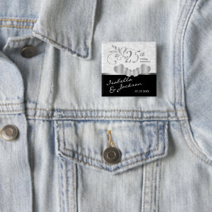 Chapa Cuadrada Diseño del 25° Aniversario del Boda de Plata