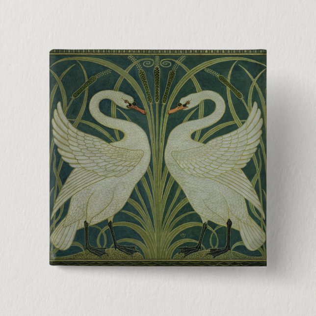 Chapa Cuadrada Diseño del papel pintado del "cisne, de la (Anverso)